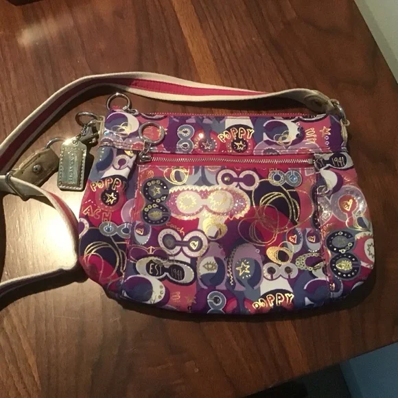 Coach Poppy Pop C Signature Graffiti Crossbody Sequin Ltd Ed 46347 Purse Bag EUC - Picture 3 of 9